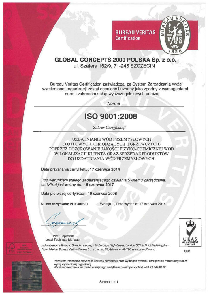 W maju odbył się audyt sprawdzający zgodność działania Spółki Global Concepts 2000 Polska z normą ISO 9001:2008.